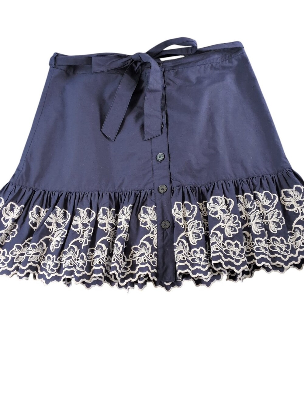 Draper James Eyelet Tier Navy Blue Mini Skirt